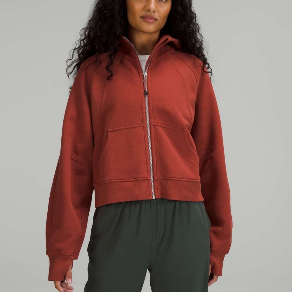 Lululemon Oversized Scuba Full-Zip Cropped Hoodie - Cayenne